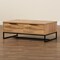 Baxton Studio Franklin Modern Oak Brown Finished Wood and Black Finished Metal 2-Drawer Coffee Table 180-11208-Zoro - alternate 2